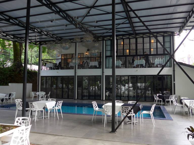 As the restaurant is a converted bungalow, it has three storeys and a little swimming pool on the lower ground level which also caters for al fresco dining and can fit up to 200 pax during events