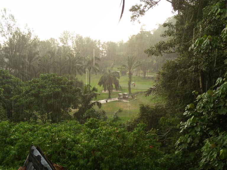 Golfers are a crazy breed...it was pouring and still they kept on playing until the siren sounded