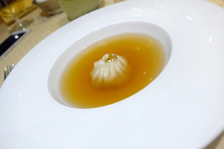 Consommé of Spring Chicken with Leek Dumpling