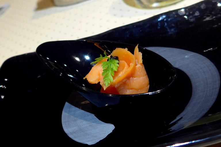 Amuse Bouche - smoked salmon with caviar