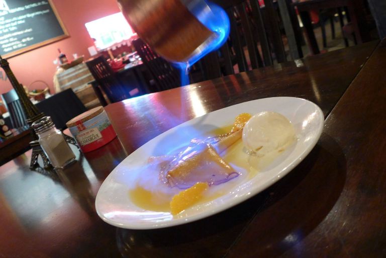 "Crepe Suzette" French crepe flamed with grand marnier - RM22.00