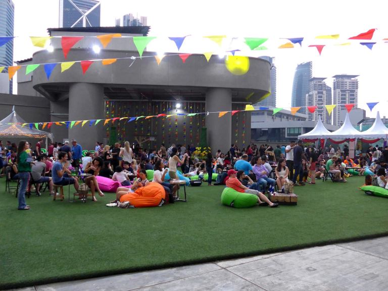 The event was a very chilled out affair with bean bags strewn on the grass