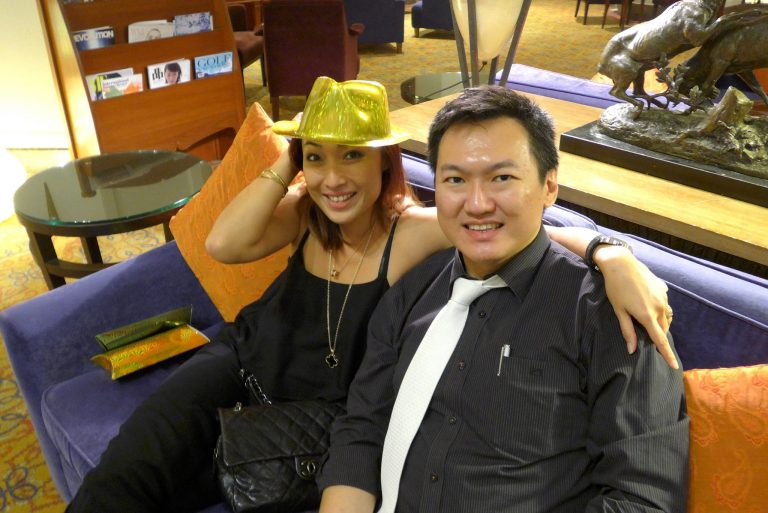 Cheryl and I chilling over some wines