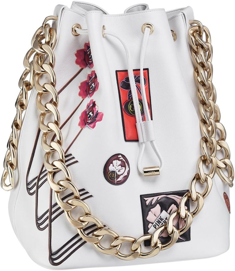 Dior Bubble bag in white paradise calfskin, badges in leather