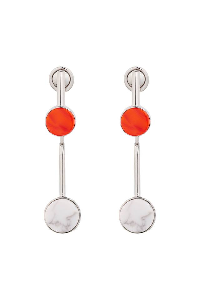 Dior Shades earring in metal with palladium finish, red glass and white howlite stone