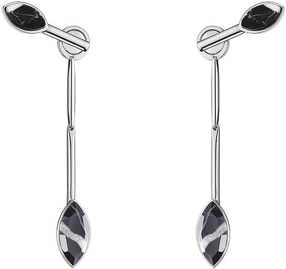 Dior shades earrings in metal with palladium finish and black marble