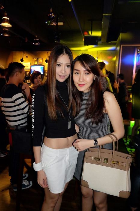 Model Kim Low with a friend