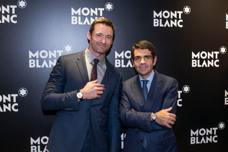 Montblanc Brand Ambassador Hugh Jackman and Montblanc CEO Jérôme Lambert