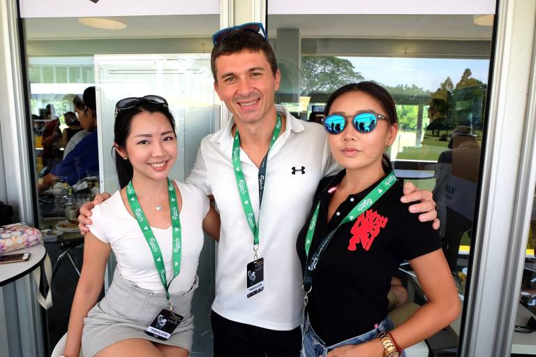 Carlsberg Malaysia's Supply Chain Director David Bidau with Janet and Michelle Lee