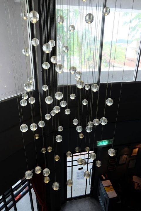 Modern chandelier at the entrance