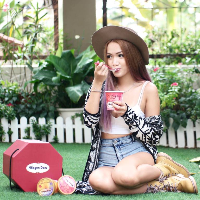 MHB's Stephanie Lim also enjoying her Haagen Dazs ice cream