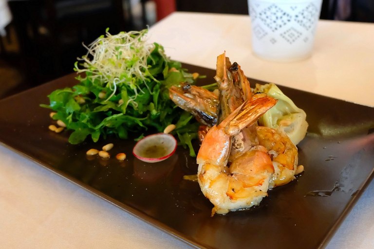 Prawn & Artichokes - RM52.00 - Sea tiger prawn salad with grilled artichokes, roasted pine nuts and white raisins