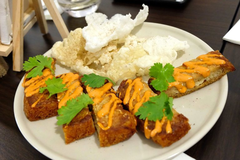 Pork Toast and Rice Crackers