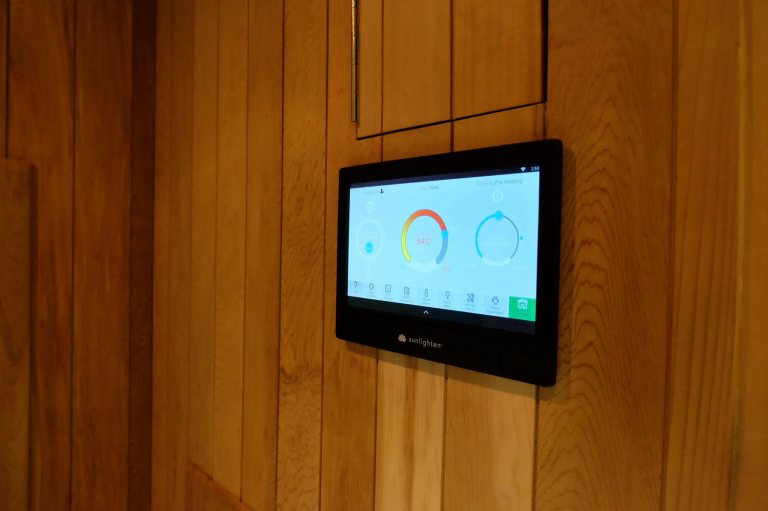 It can be controlled from the inside via the special control panel which also doubles up as a multimedia player