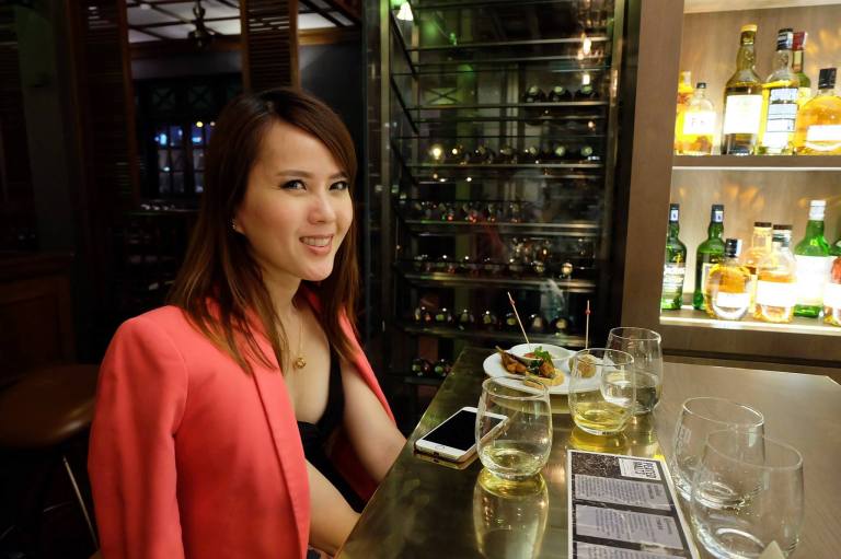 Happy girl and her peated whiskies!