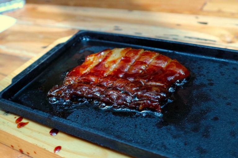 Flamed glazed iberico