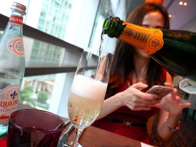 A glass of bubbly for each of us