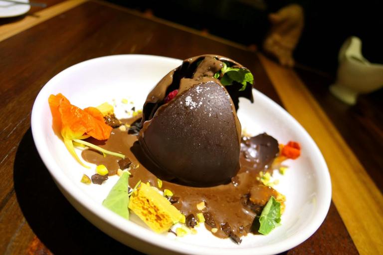 Melting the chocolate sphere