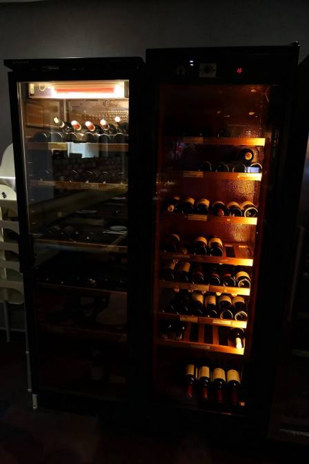 A wine chiller at the back keeping the bubbly and white wines cold. There's an extensive list of wines to choose from at La Risata.