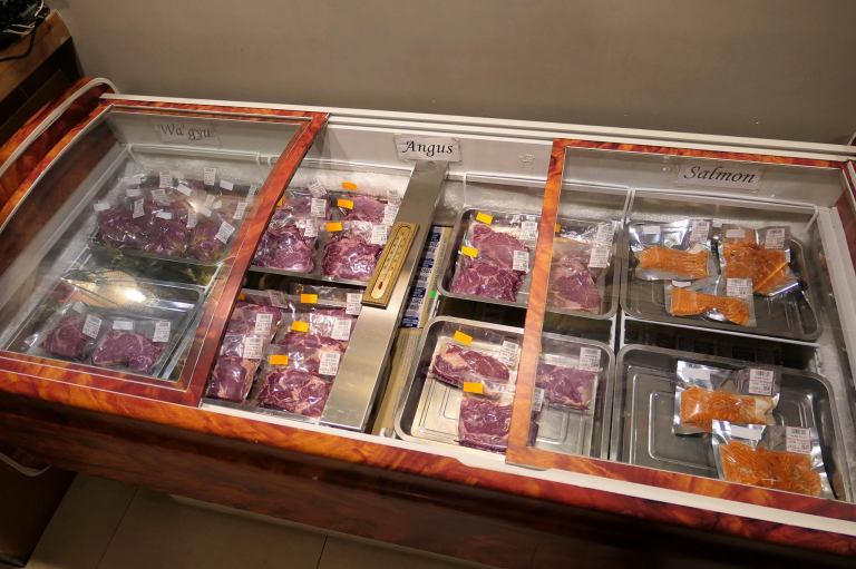 Take your pics of the various meats in the chillers - beef, lamb or salmon.