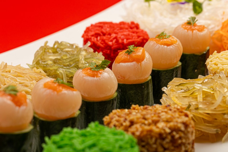 Yee Sang with Longan stuffed with Ocean Trout and Wasabi at Hilton Kuala Lumpur