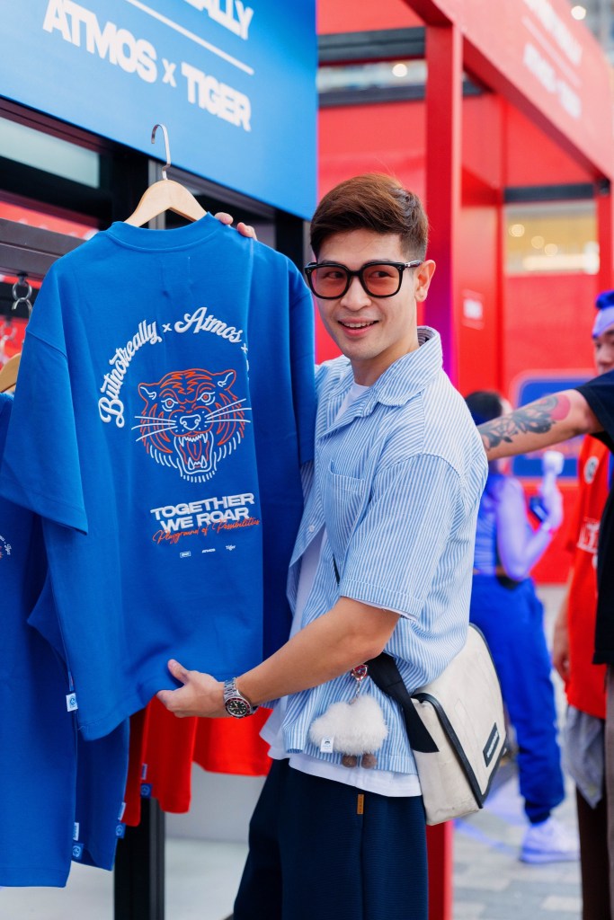 A guest checking out the exclusive ButNotReally x atmos x Tiger limited-edition streetwear colleaction at Tiger Town