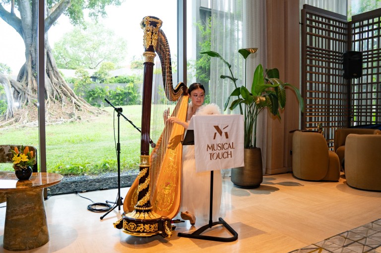 Harp performance at Raffles Room