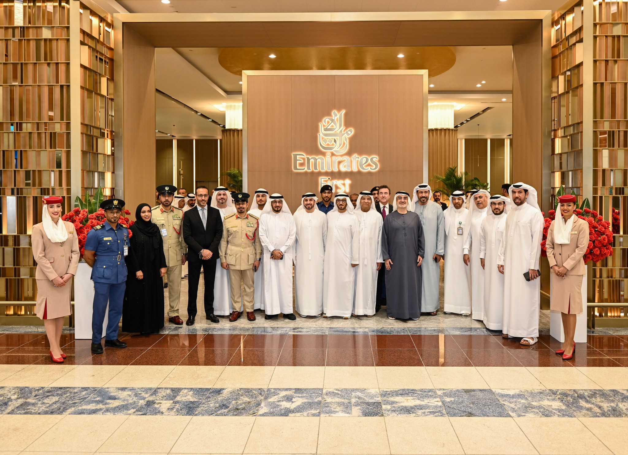 (L-R) Brigadier Hamouda Belsuwaida Al Ameri, Deputy Director of the General Department of Airports Security, Adel al Redha, Emirates’ Deputy President & Chief Operating Officer, Adnan Kazim, Emirates’ Deputy President & Chief Commercial Officer, H.E Lieutenant General Mohammed Al Marri, Director-General, GDRFA, Mohammad Mattar, Emirates’ DSVP Airport Services, Sami Aqil Abdullah, SVP Airport Services Outstation & Business Support, H.E Major General Ali Atiq bin Lahej, Assistant Commander-in-Chief Port Affairs at Dubai Police, Ahmed Obaid Al Muhairi, Deputy Director of Airports Security, Majed Al Joker, Chief Operating Officer of Dubai Airports, Sheikh Majid Al Mualla, DSVP International Affairs, Major General Talal Ahmed Al Shanqiti, Assistant General Director of Airport Passport Affairs Sector.