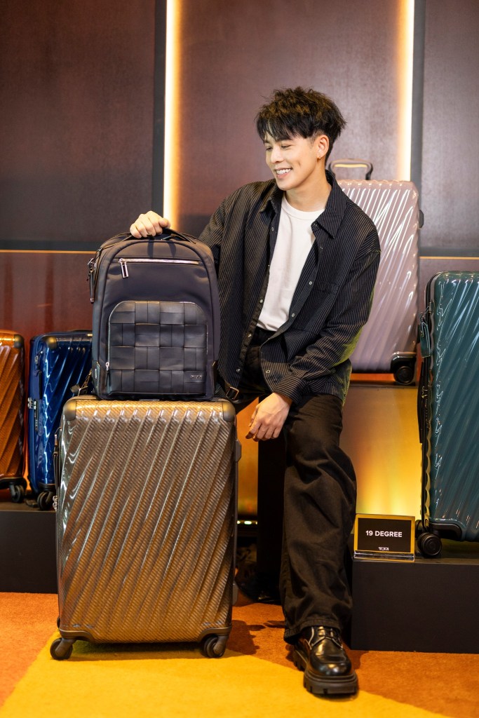 Danny Koo with the 19 Degree Lite Short Trip Packing Case in Titanium Grey and Harrison Bradner Backpack in Navy Woven