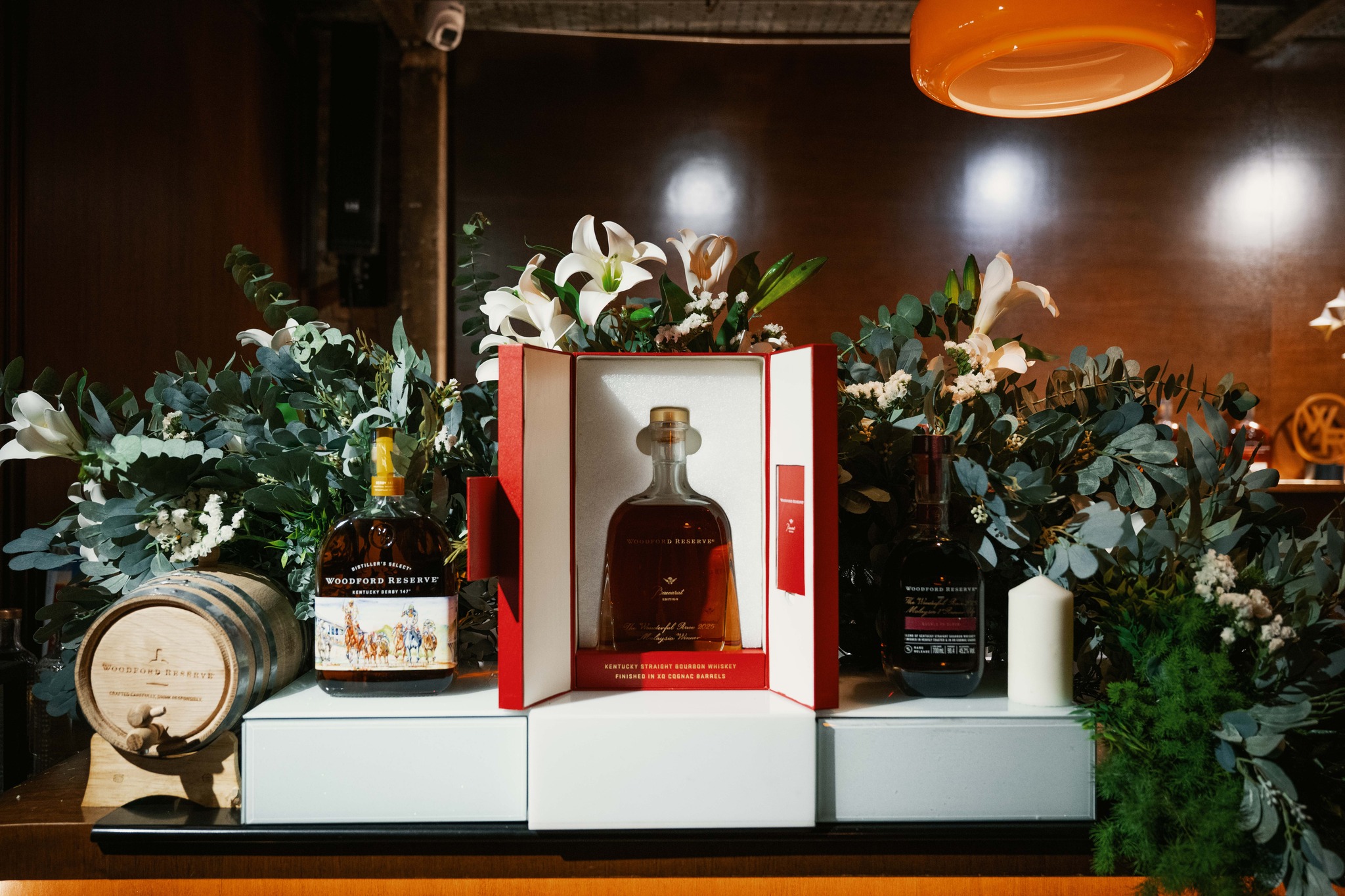 A display of Woodford Reserve bourbon at The Woodford Reserve Wonderful Race 2025