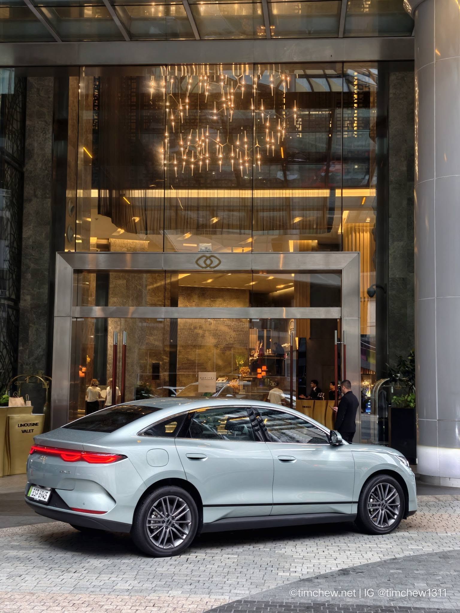 The BYD Seal 6 at the porte-cochère of Sofitel Kuala Lumpur Damansara
