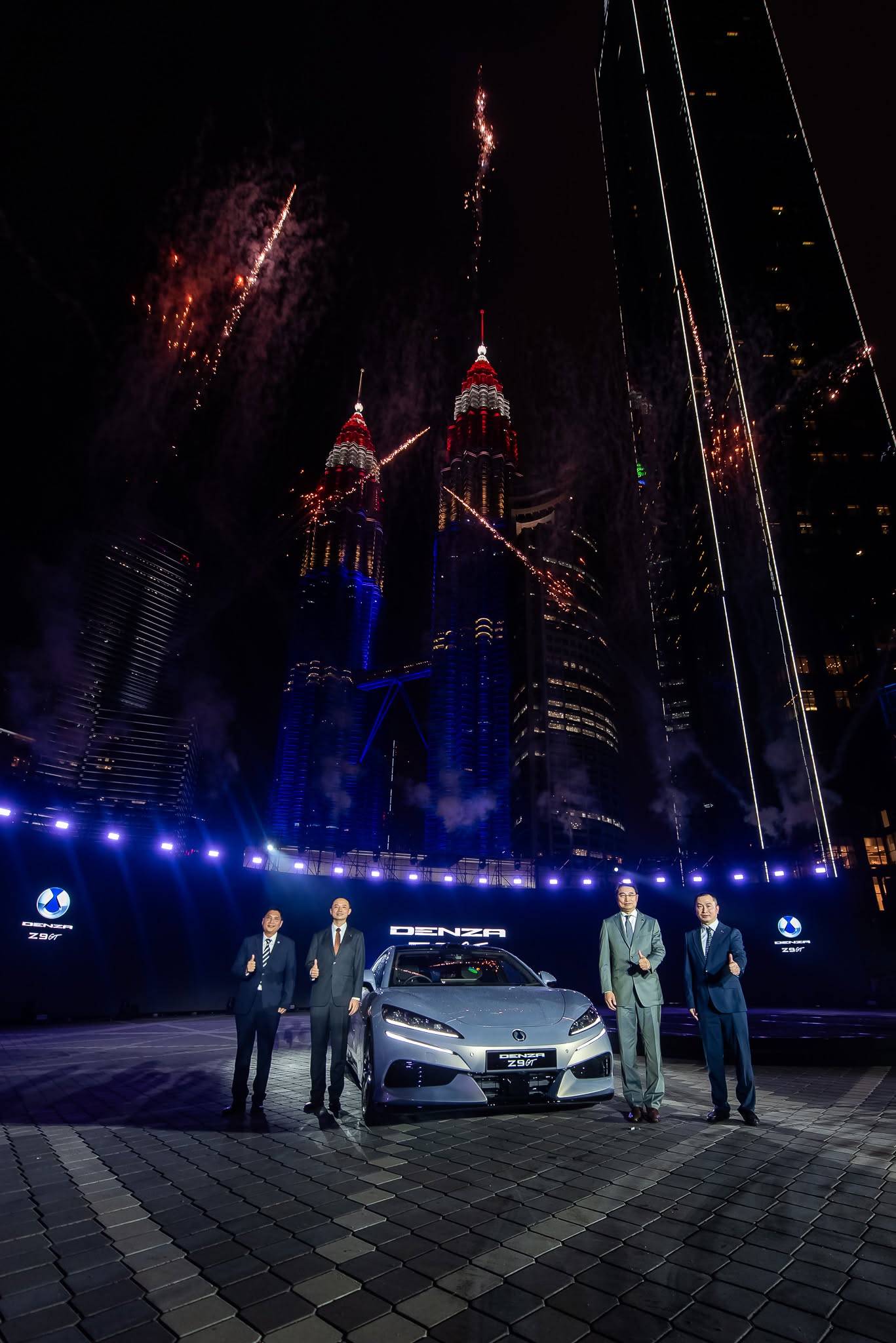From L - R  Kidd Yam, Head of Sales DENZA Malaysia, Jacob Ma, Managing Director DENZA Malaysia, Liu Xueliang, Vice President of BYD Company Limited and General Manager of BYD Asia Pacific Auto Sales