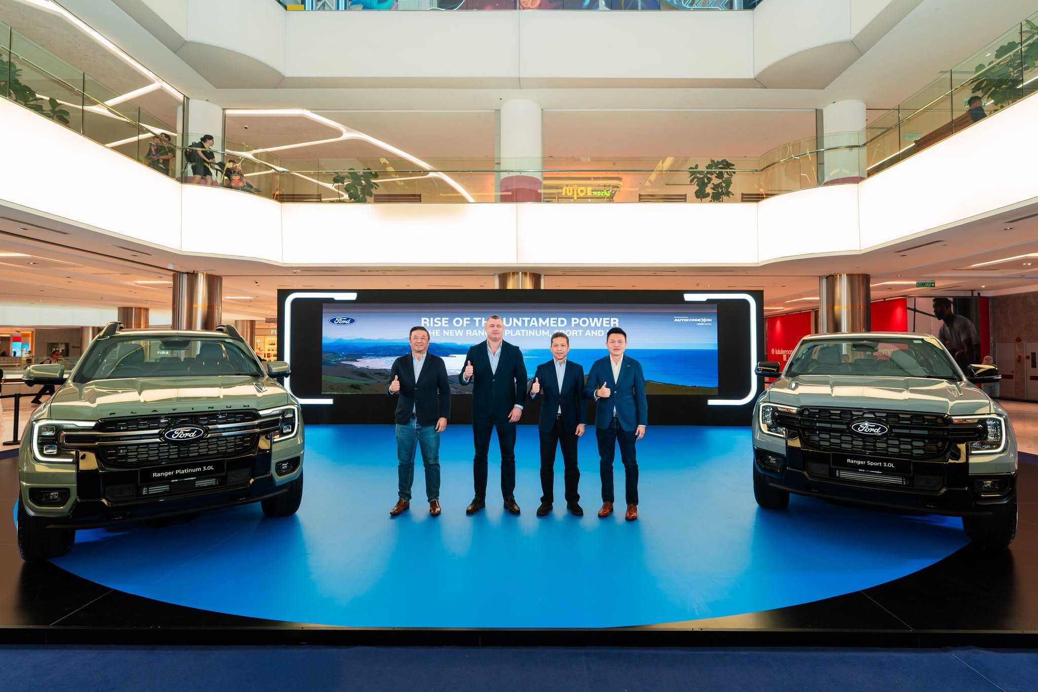 (From left) Vi Thim Juan, Managing Director of Retail and Distribution, Sime Motors; Thomas Dixon, Country Manager, Ford APDM; Turse Zuhair, Managing Director, Auto ConneXion; and  Jeffrey Gan, Managing Director, Southeast Asia, Sime Motors at the official unveiling of the new Ford Ranger variants, marking a major expansion of Ford's Pick-up line-up in Malaysia.