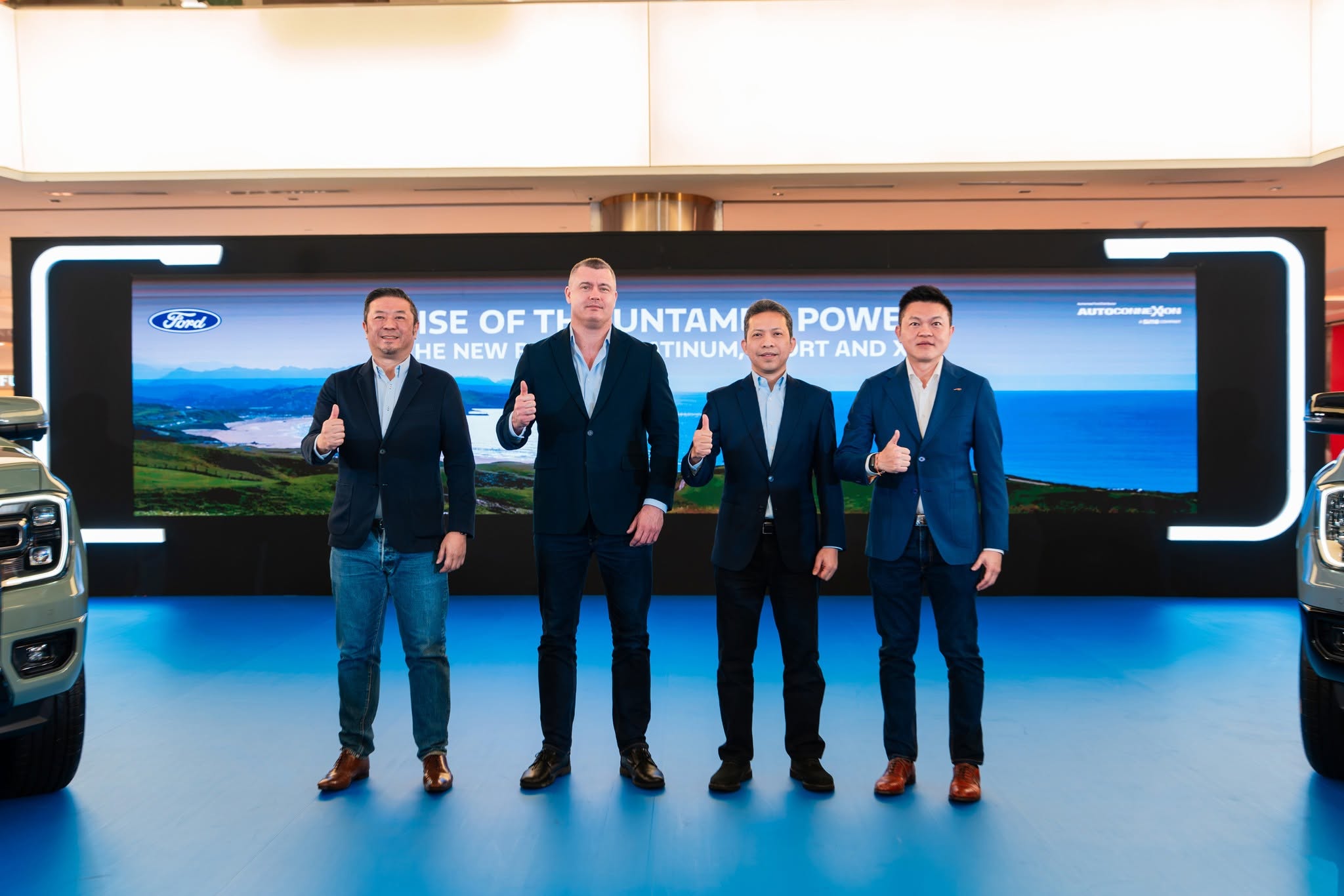 (From left) Vi Thim Juan, Managing Director of Retail and Distribution, Sime Motors; Thomas Dixon, Country Manager, Ford APDM; Turse Zuhair, Managing Director, Auto ConneXion; and  Jeffrey Gan, Managing Director, Southeast Asia, Sime Motors at the official unveiling of the new Ford Ranger variants, marking a major expansion of Ford's Pick-up line-up in Malaysia.